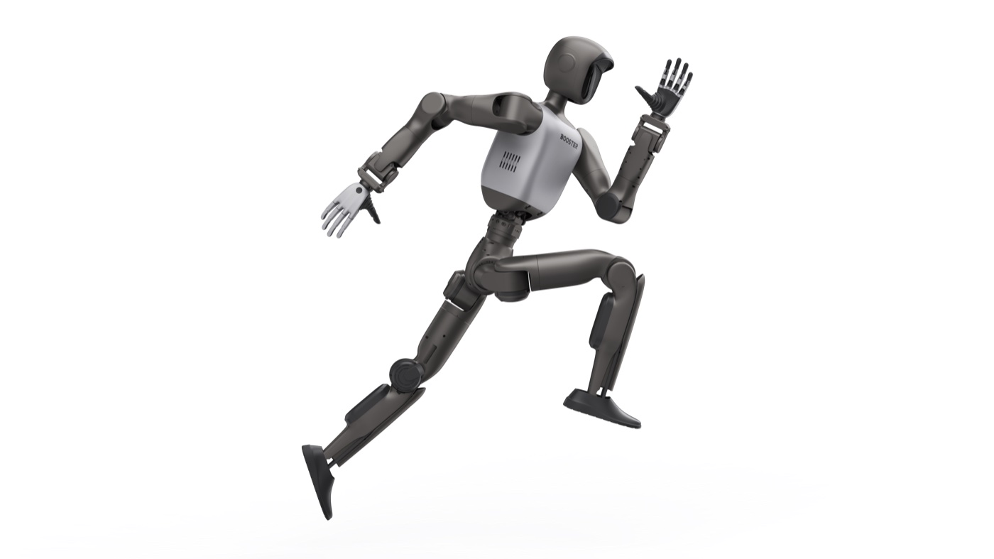 Booster T2 humanoid robot in a running pose